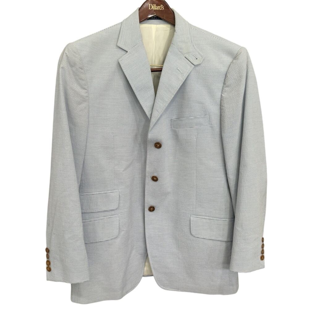 Tommy Hilfiger Men’s Seersucker Blazer Sport Coat Cotton Striped Two Button 42R